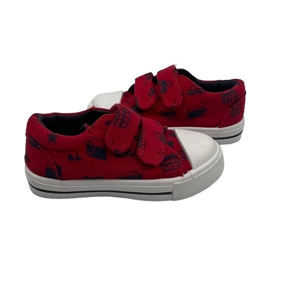 K KomForme Red Blue Car Truck Canvas Sneakers Size 5 Toddler